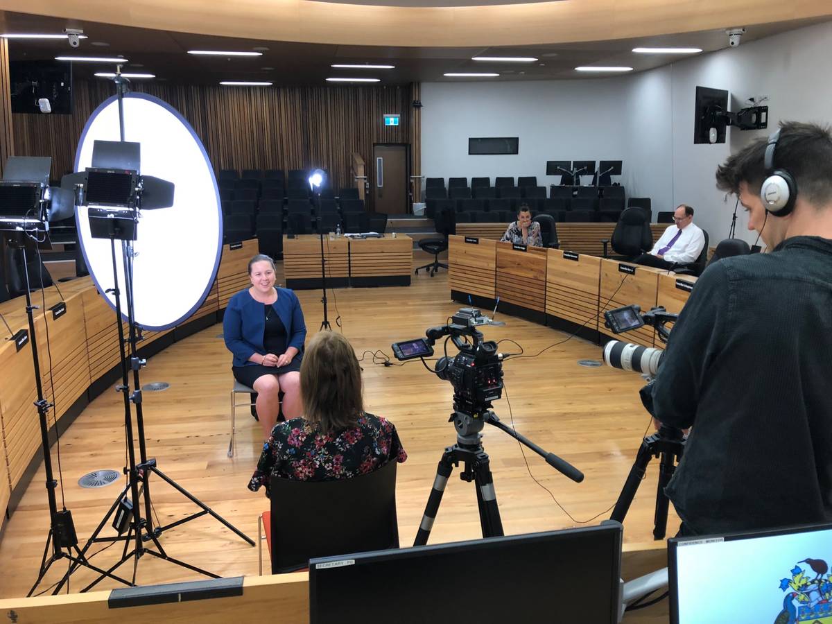 Council Chambers interview setup