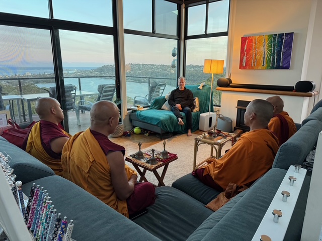 Paul in session with Tibetan monks, Northern Beaches Sydney